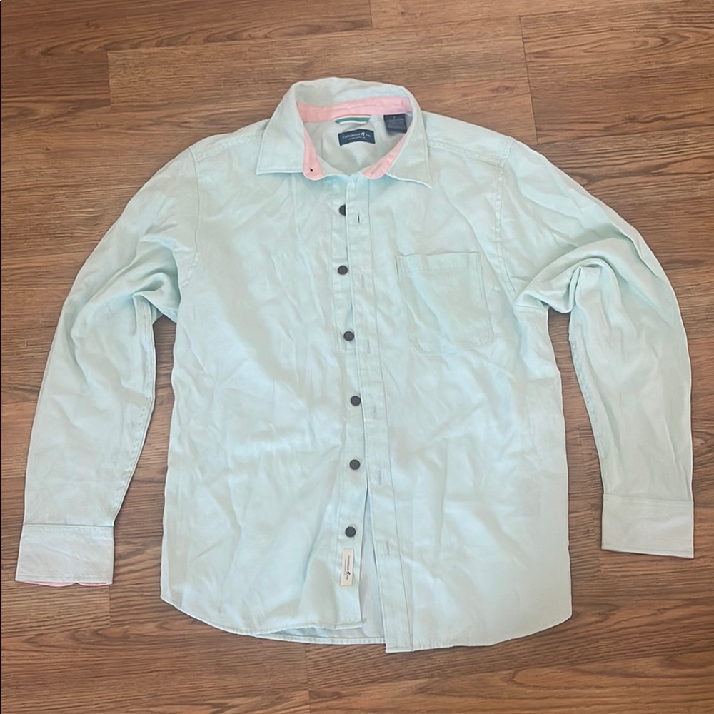Caribbean Joe Blue Casual Button Down Shirt
